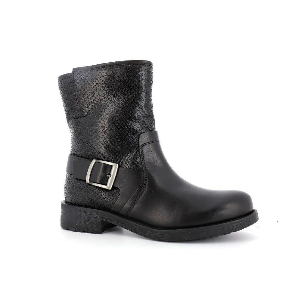 NEW! Geox Black Leather Mid-Calf Combat Boots